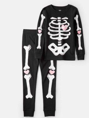 Carter's Girls Glow-in-the-Dark Skeleton 2-Piece Pajama Set Size 14